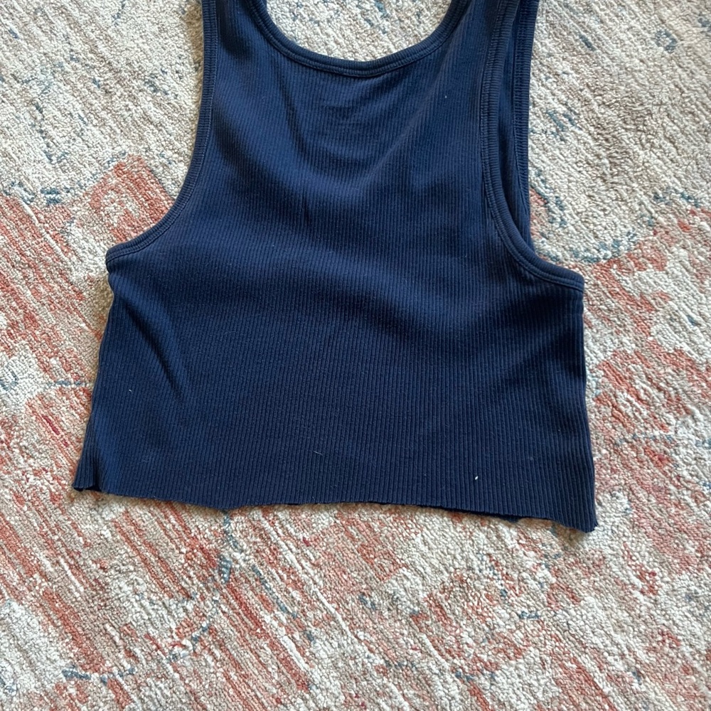 Women's Navy Blue Ribbed Tank Top